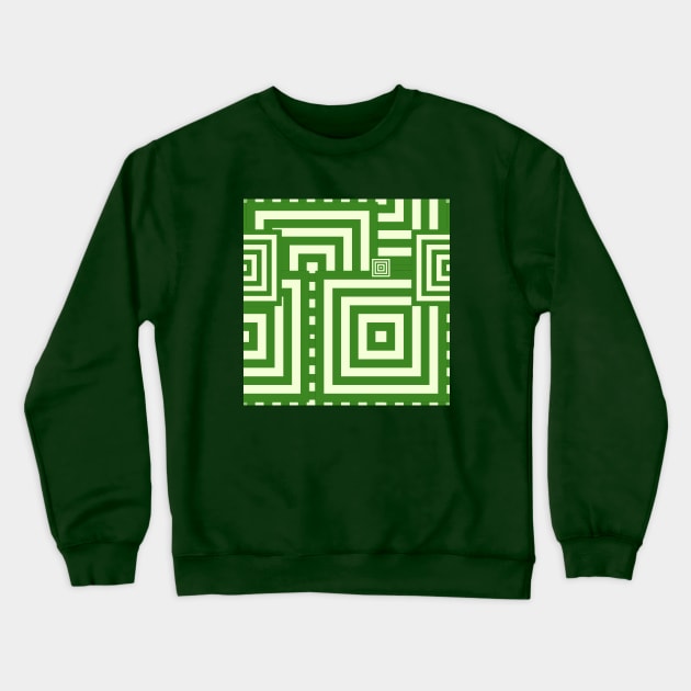 Green Square in Square Neo Geometric Pattern Crewneck Sweatshirt by SeaChangeDesign